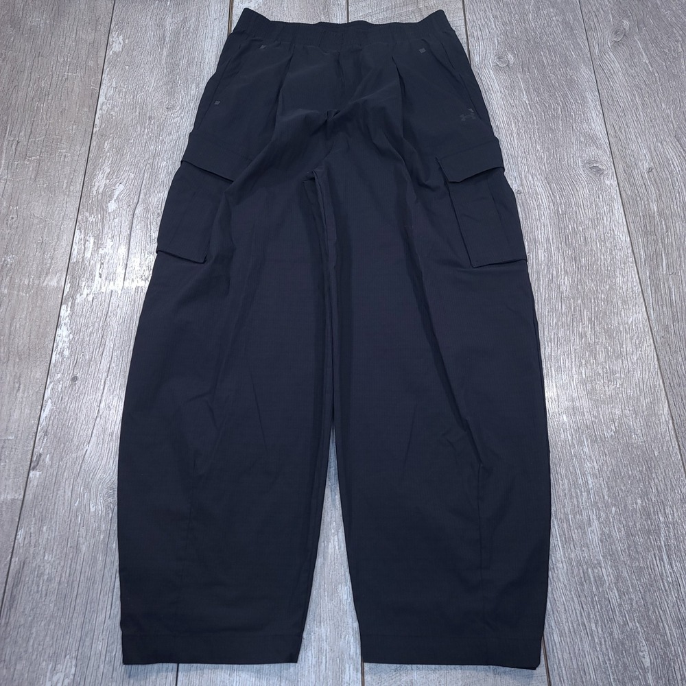 Under Armour Unstoppable Cargo Pants Women Small Black Wide Leg Ripstop Athletic